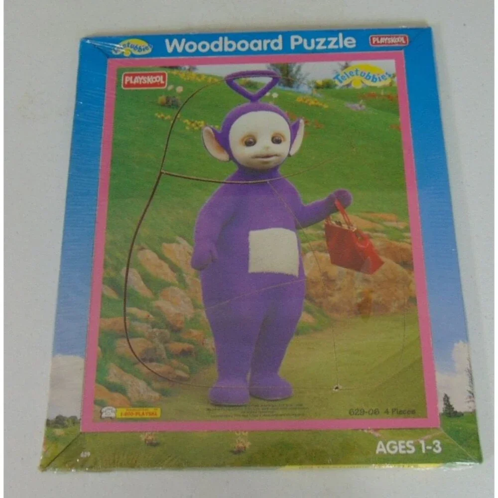 Playskool Teletubbies Wooden Puzzle 629‑06 • Tinky Winky • 4‑Piece Vintage 1998